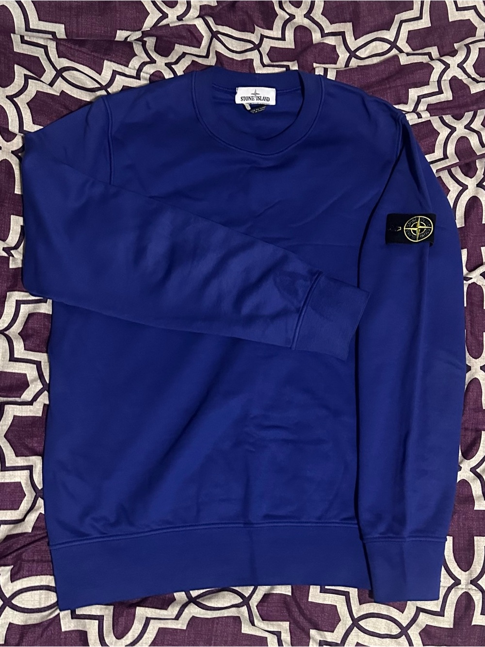 Stone Island Men's Cobalt Blue Crewneck Sweatshirt